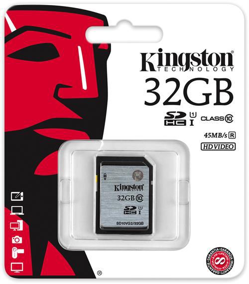 Kingston minneskort SDHC 45MB/s UHS-I Class 10, 32GB