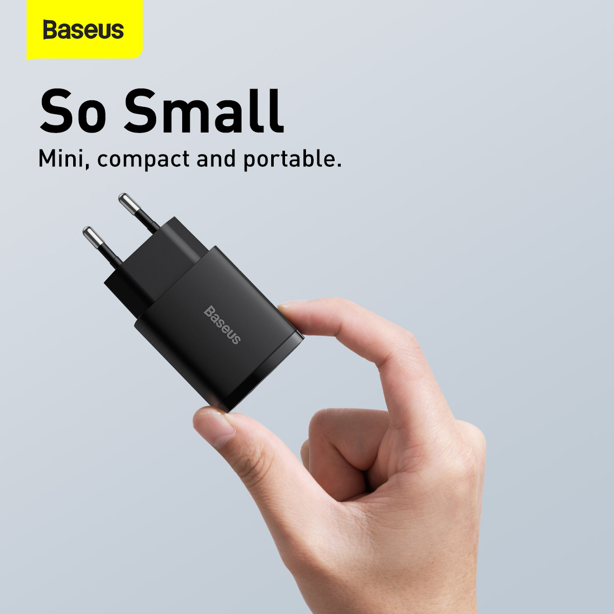 Baseus CCXJ-B01 Compact Väggladdare USB+USB-C, 20W, EU, svart