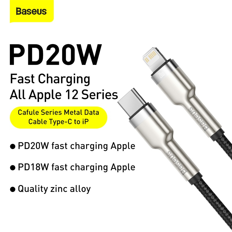 Baseus Cafule USB-C till Lightning datakabel, PD, 20W, 2m, svart