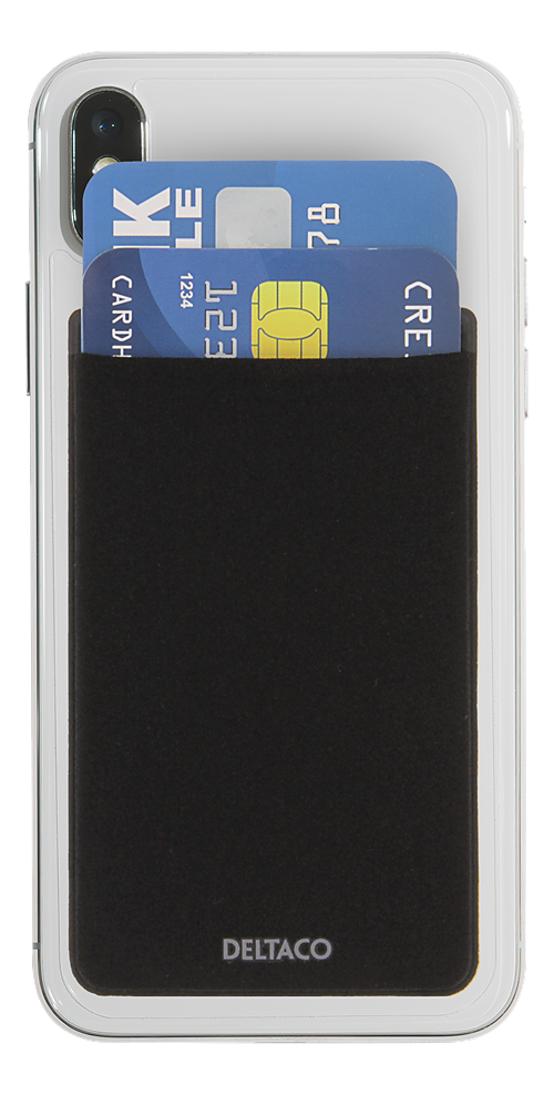 Deltaco kreditkortshållare, RFID-blockering, 3M Lim, svart