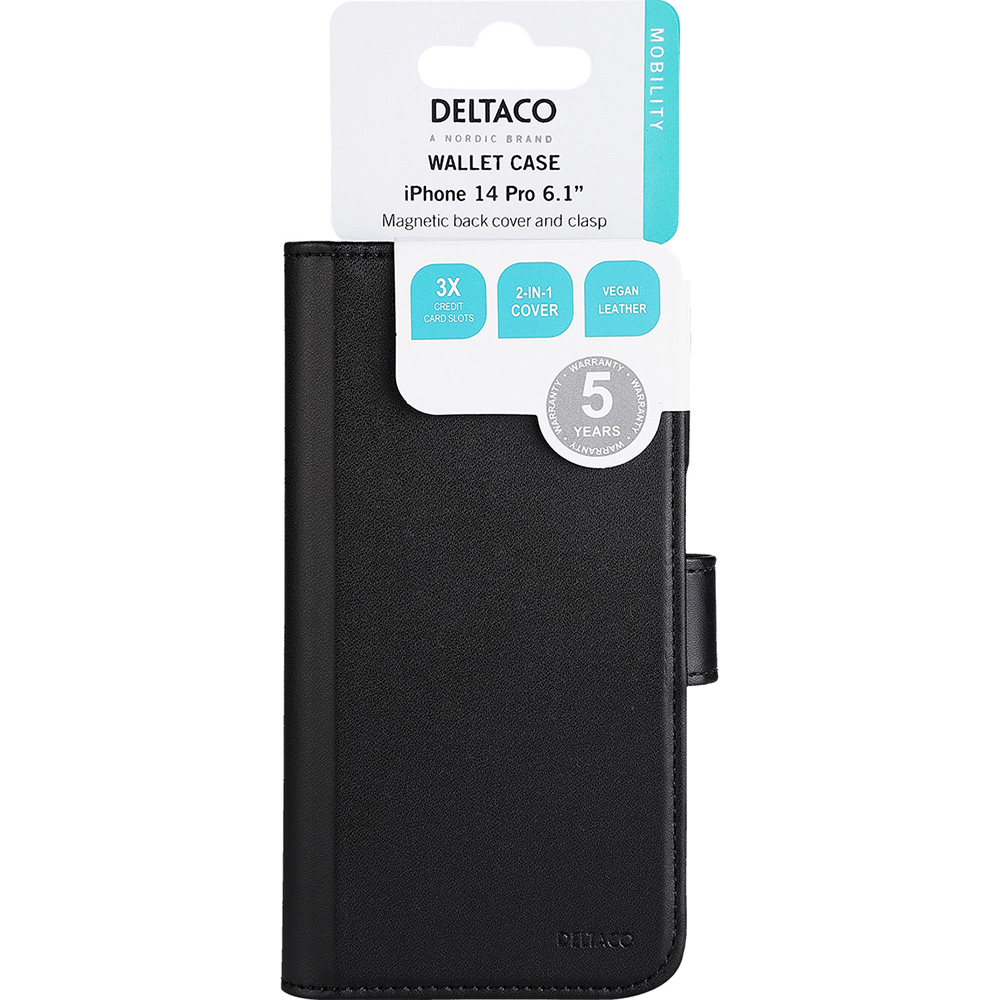 Deltaco fodral med magnetskal till iPhone 14 Pro, svart
