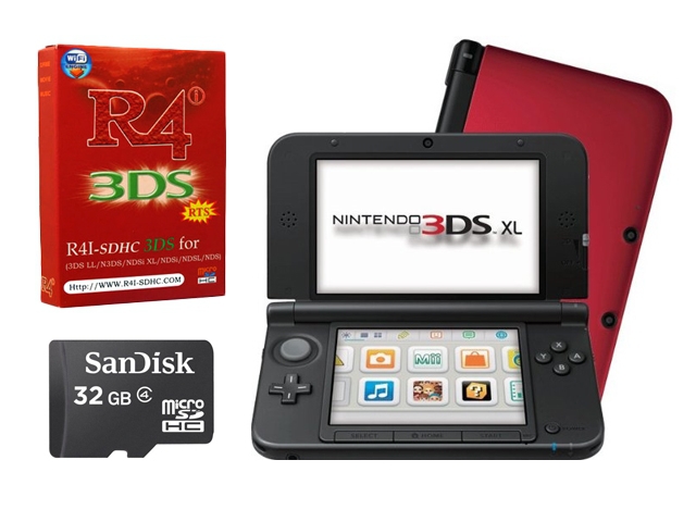 Nintendo 3DS XL + R4i 3DS + 32GB microSD