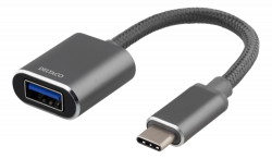 Deltaco USB-C 3.1 till USB-A OTG adapter, aluminium, grå