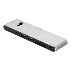 Deltaco USB-C dockningsstation, HDMI/SD/mSD-läsare PD3.0, grå