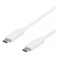 Deltaco USB-C-kabel, 10 Gbps, 60W, 1m, vit