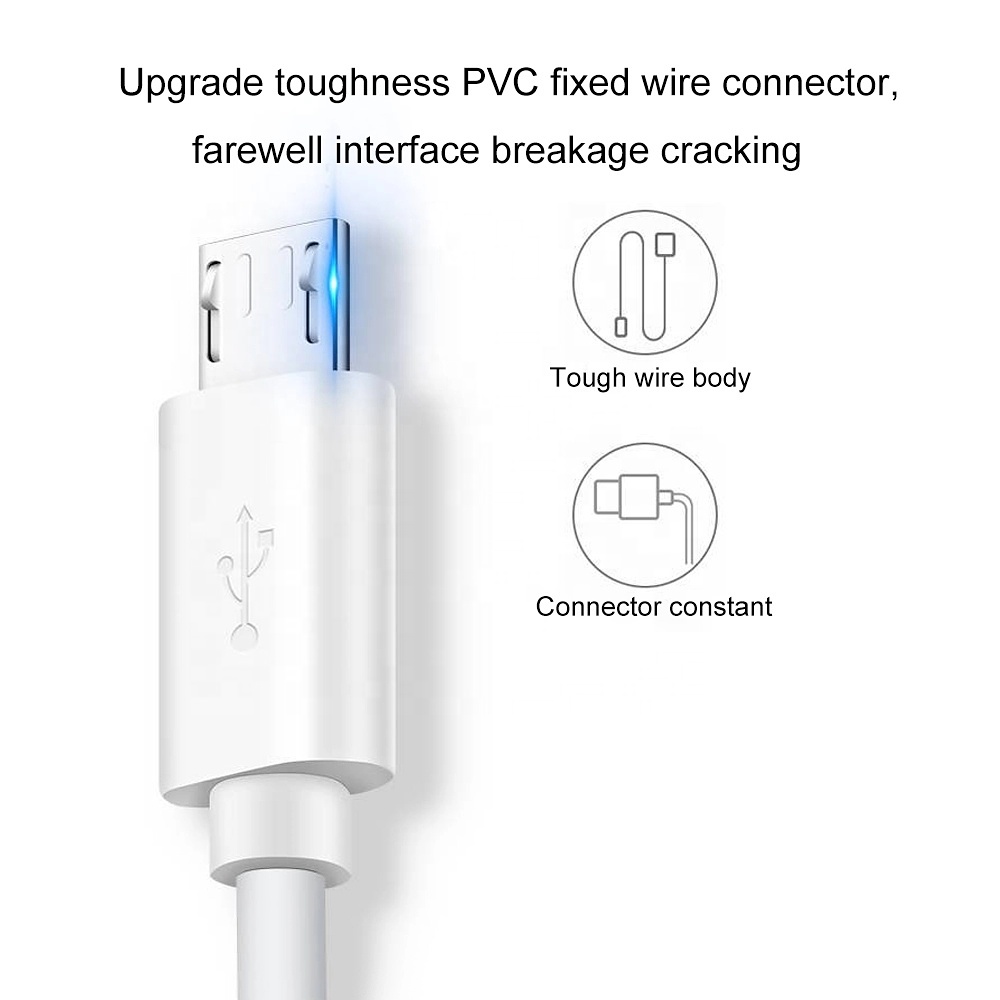 Micro-USB kabel, 0.25m, 2A, vit