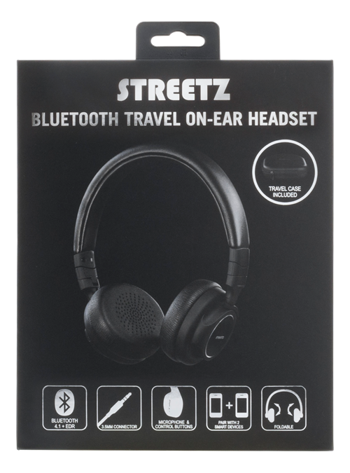 STREETZ Bluetooth travel headset, Bluetooth 4.1, resefodral