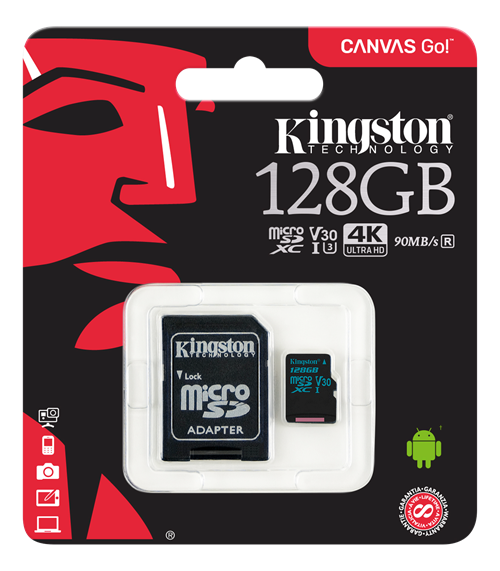 Kingston microSDXC Canvas Go 90R/45W + SD Adapter, 128GB