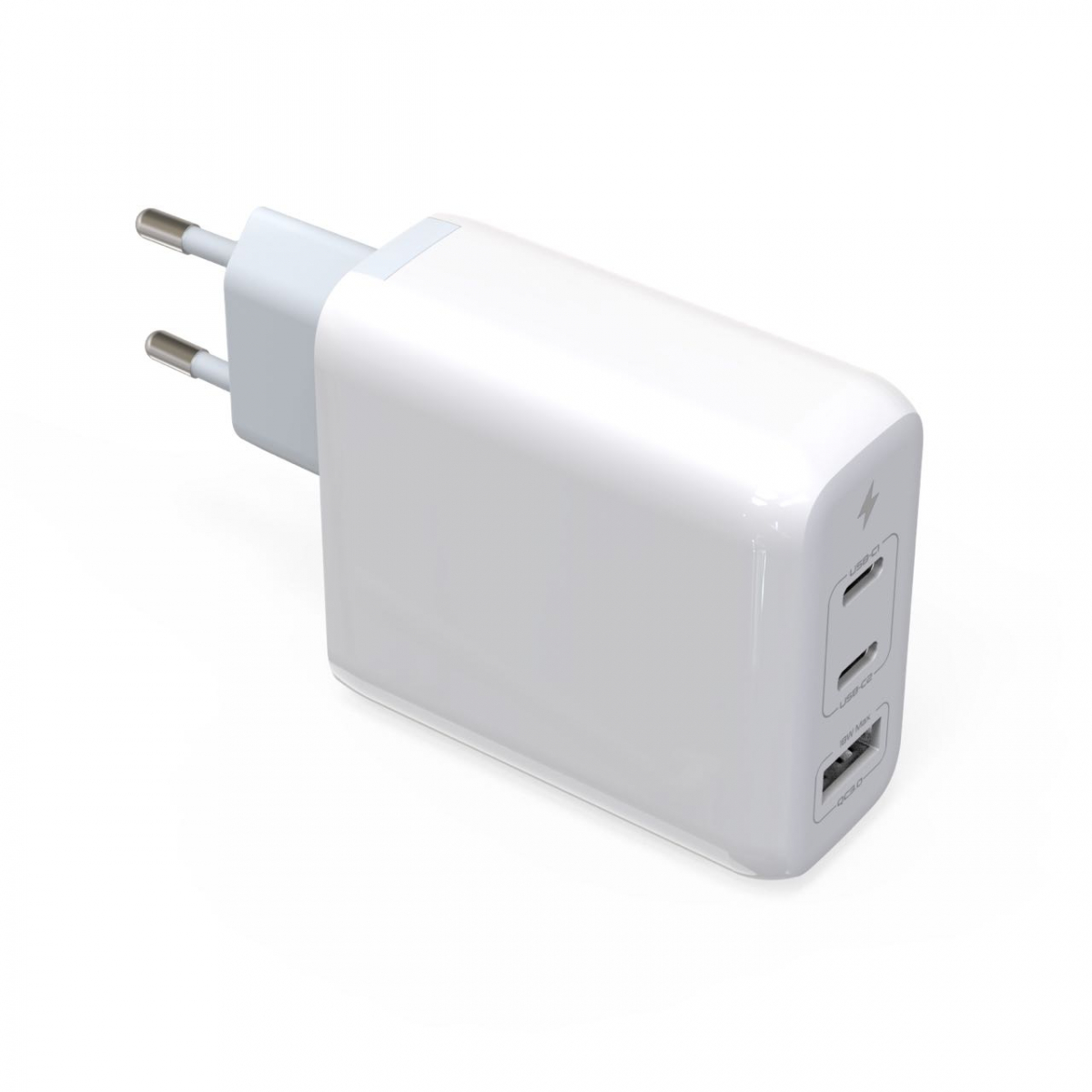 Väggladdare med GaN-teknik, 2xUSC-C + 1xUSB 3.0 QC, kabel, 100W