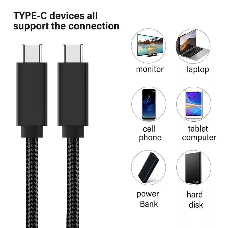 USB-C till USB-C Thunderbolt 4 kabel, PD, 100W, 5A, 2m