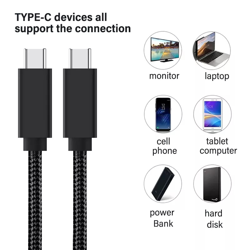 USB-C till USB-C Thunderbolt 4 kabel, PD, 100W, 5A, 1m
