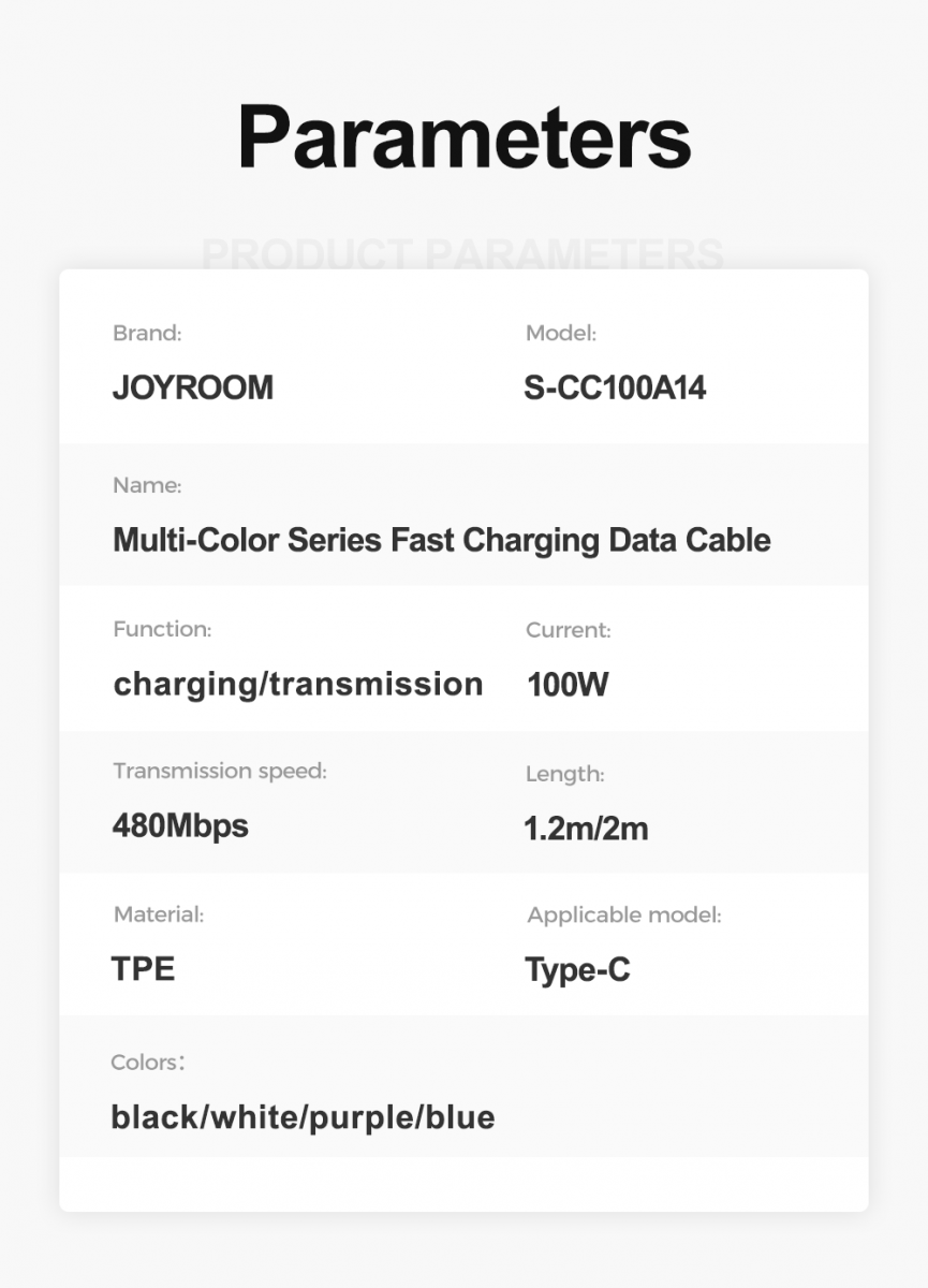 USB-C till USB-C kabel med snabbladdning, 100W, 5A, 1.2m, svart