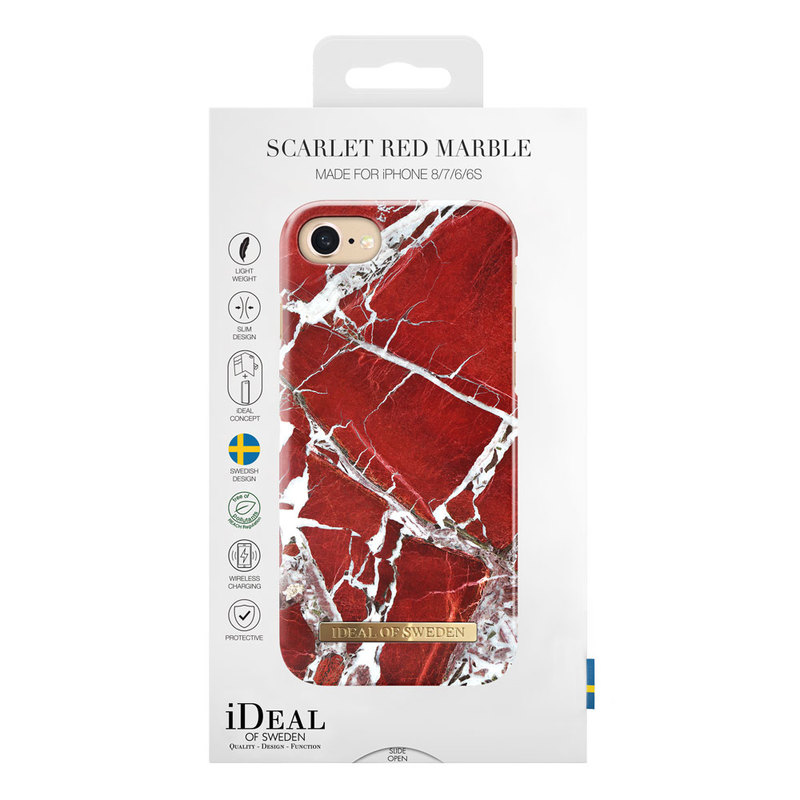 iDeal Fashion Case magnetskal iPhone 8/7/6, Scarlet Red Marble