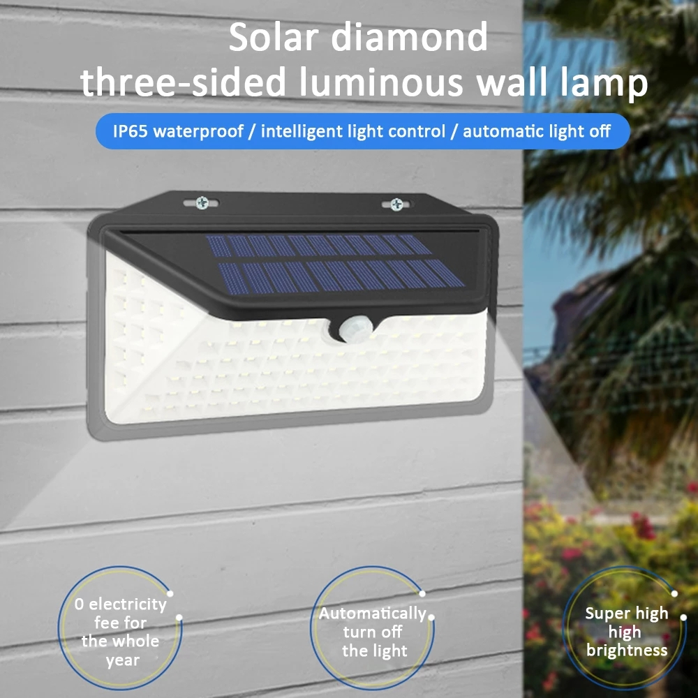 Solcellsdriven utomhuslampa med PIR och ljussensor, 450lux