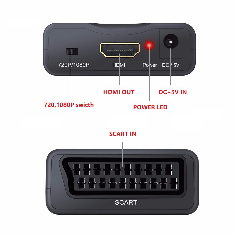 Signalomvandlare, SCART till HDMI audio scaler, 1080p, svart