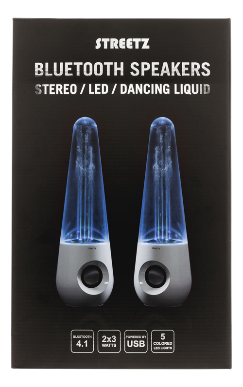 STREETZ bärbara Bluetooth-högtalare med dansande vätska, vit