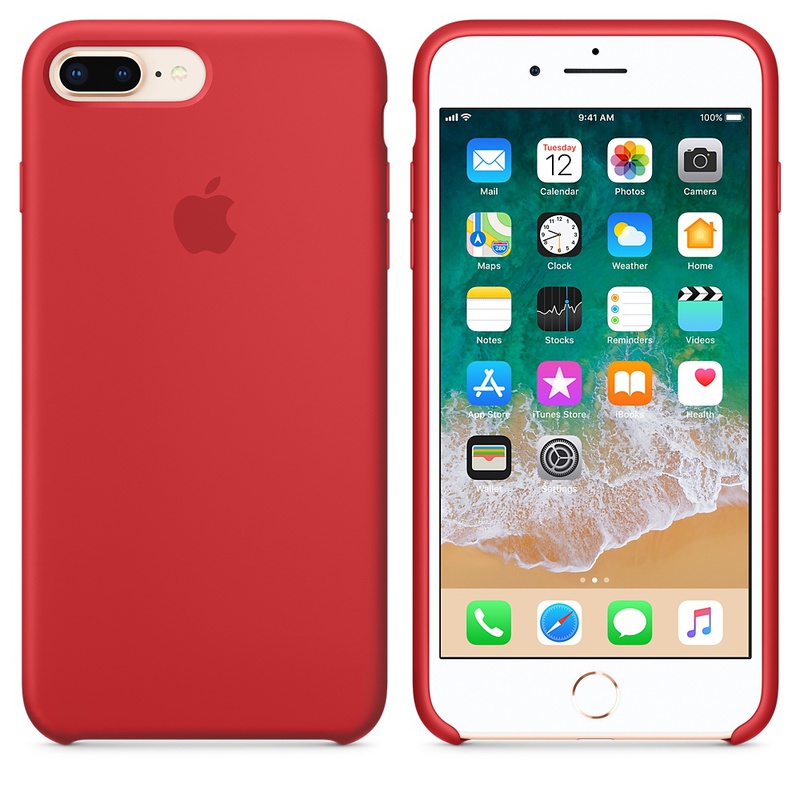 Apple MQH12ZM/A silikonskal till iPhone 8/7 Plus, röd