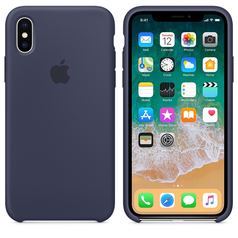 Apple MQT32ZM/A silikonskal till iPhone X, midnattsblå
