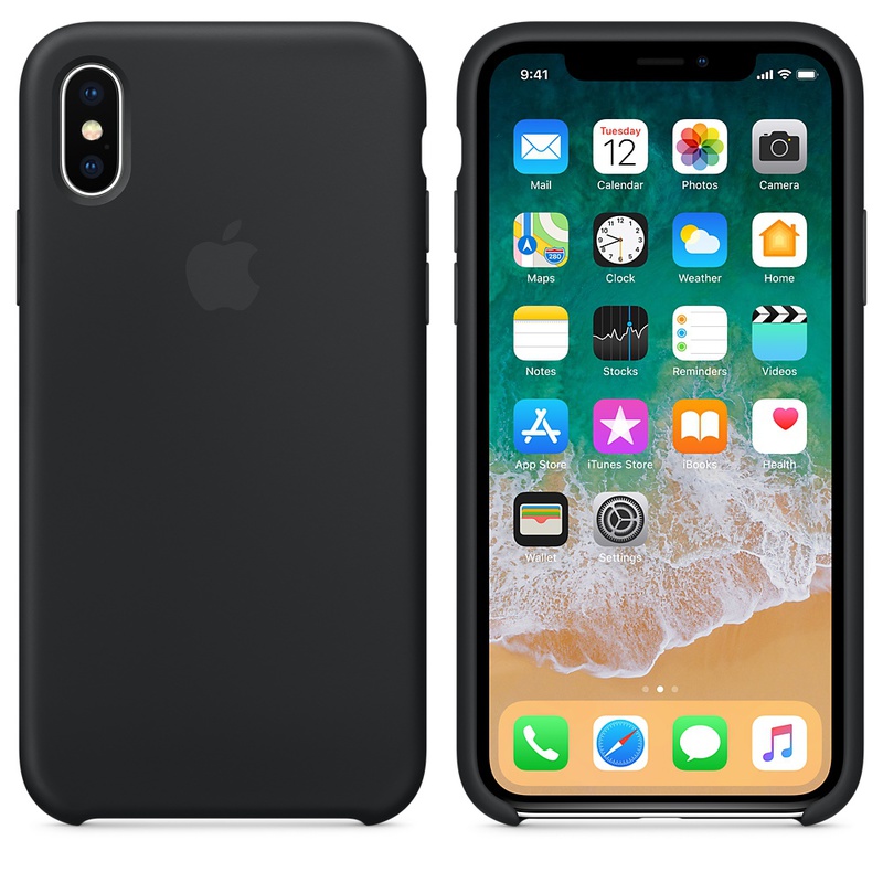 Apple MQT12ZM/A silikonskal till iPhone X, svart