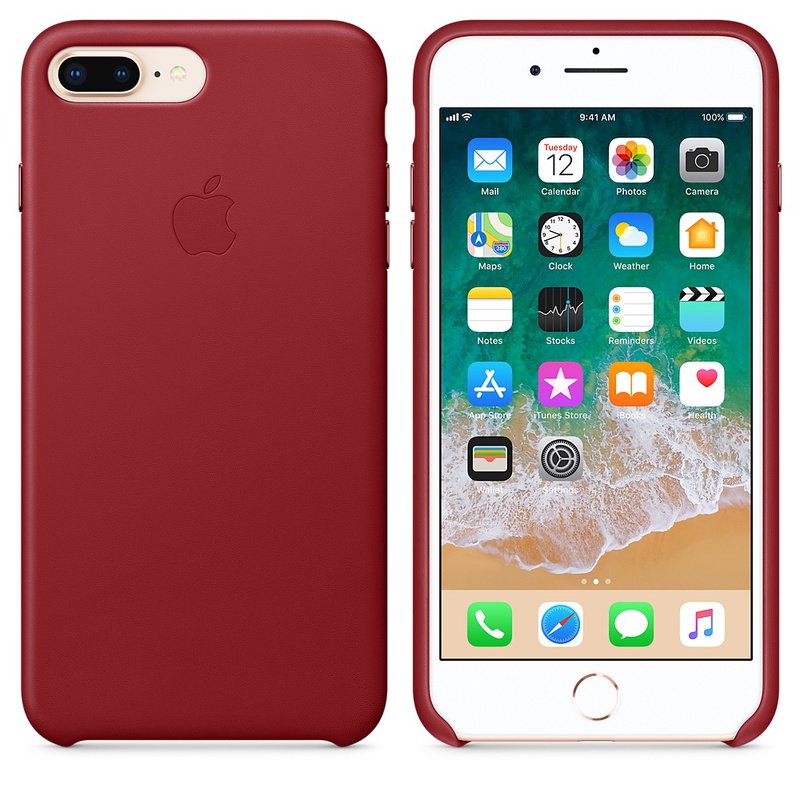 Apple MQHN2ZM/A läderskal till iPhone 8/7 Plus, röd
