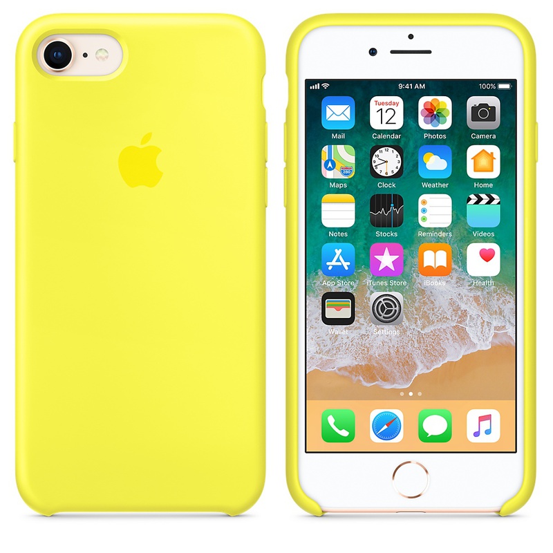 Apple MR672ZM/A silikonskal till iPhone 8/7, neongul
