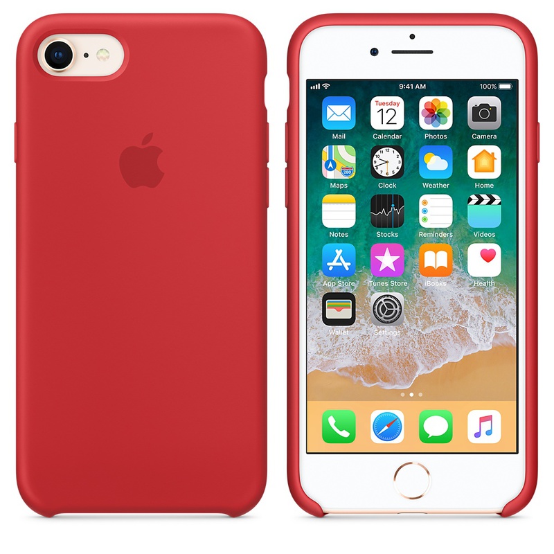 Apple MQGP2ZM/A silikonskal till iPhone 8/7, röd