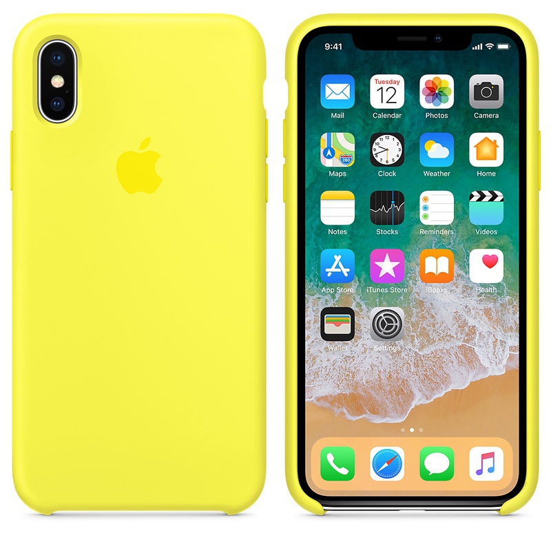 Apple MR6E2ZM/A silikonskal till iPhone X, neongul