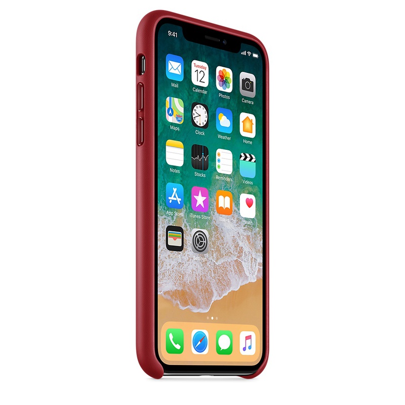 Apple MQTE2ZM/A läderskal till iPhone X, röd