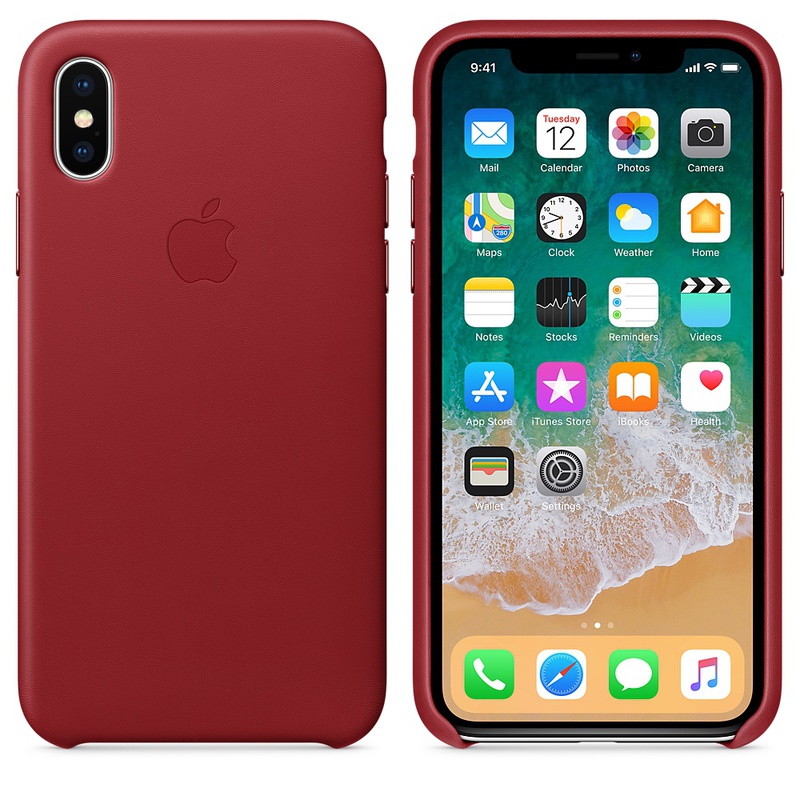 Apple MQTE2ZM/A läderskal till iPhone X, röd