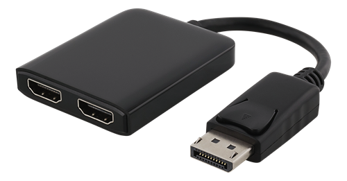 DELTACO DisplayPort, 2xHDMI MST-hubb, 3840x2160 i 30Hz, svart