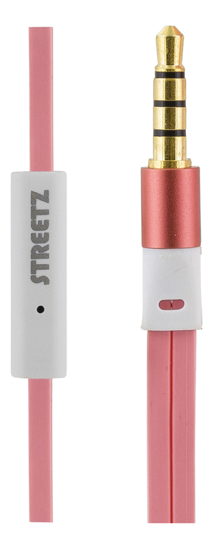 STREETZ in-ear hörlurar med mikrofon, 3,5mm, 1,2m, rosa