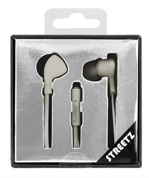 STREETZ in-ear hörlurar med mikrofon, 3,5mm, 1,2m, vit