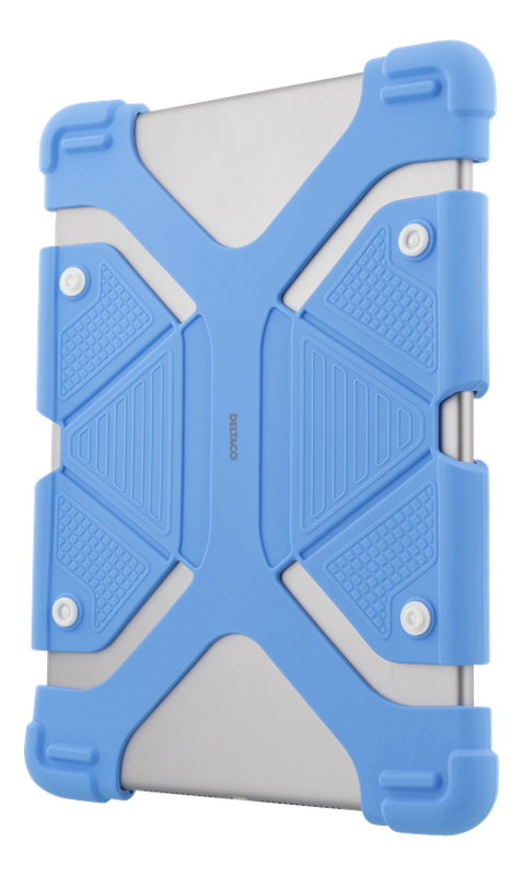 Deltaco Skal i silikon för 9-11.6" surfplattor, stativ, blå