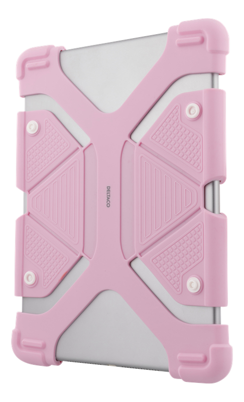 Deltaco Skal i silikon för 9-11.6" surfplattor, stativ, rosa