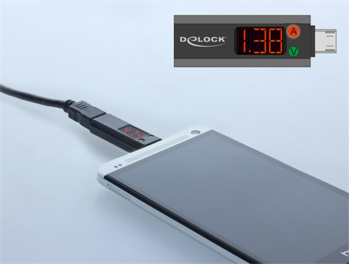 DeLOCK Micro USB-adapter LED-indikator för volt och ampere, 4A