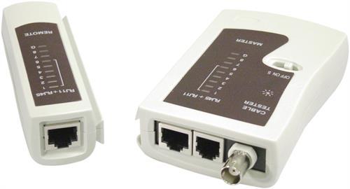 Kabeltester för RJ45/RJ12 & BNC, 2 delad