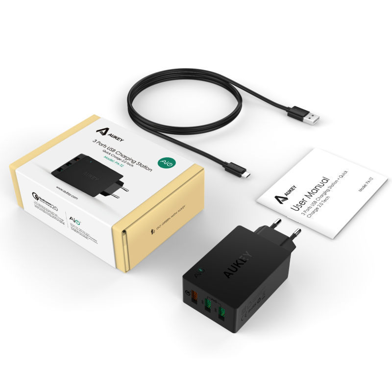Aukey PA-T2 USB-väggladdare 3-port med Quick Charge