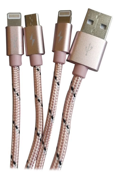 Mcdodo CA-1661 3in1, 2.1A, 2xLightning, Micro-USB 1.2m, rosa