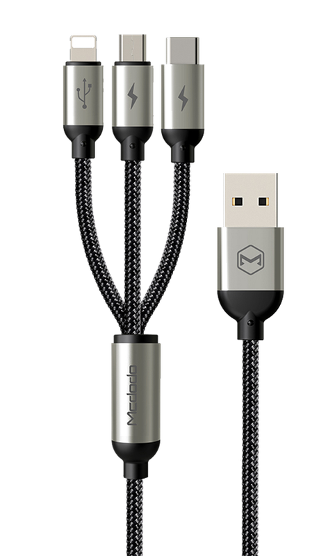 Mcdodo USB Multi-laddare, 1,2m, Micro-USB, USB-C, Lightning