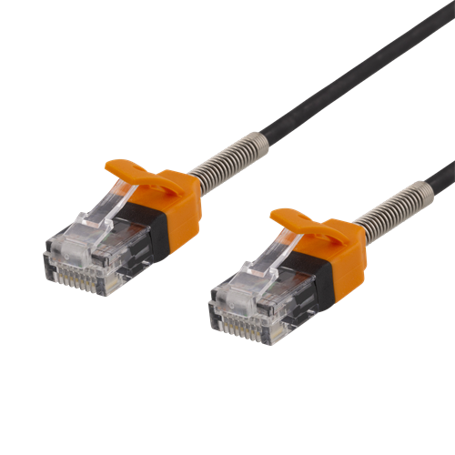 Deltaco GAMING Cat6A patchkabel, 1m, tunn kabel, svart