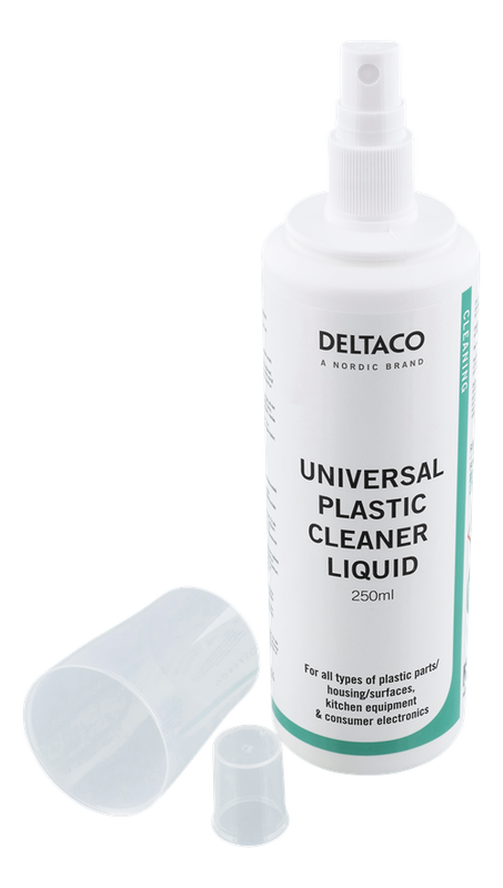 DELTACO rengöringsvätska, för rengöring av plastytor, 250ml