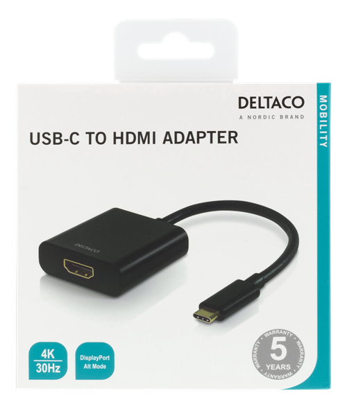 Deltaco USB-C till HDMI adapter, 4096x2160 30Hz