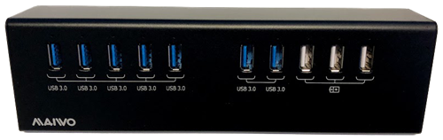 Extern USB 3.0-hubb, 10x USB-A, 8x USB 3.0, 3x USB 2.0 PD, svart
