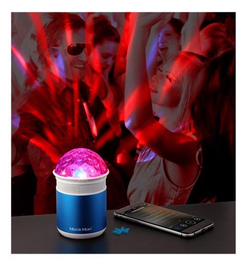 Technaxx Disco ljudstation, Bluetooth, LED, MicroSD, USB, blå