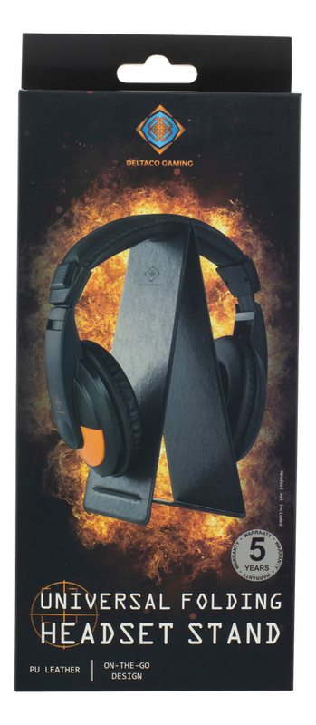 Deltaco GAMING Universellt hopfällbart headsetstativ, PU Läder