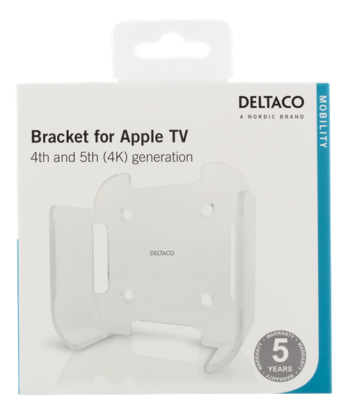 Deltaco väggfäste för 4:e/5:e gen Apple TV, transparent