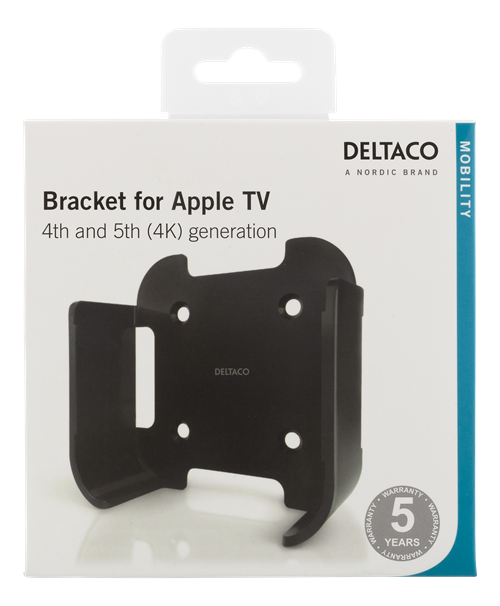 Deltaco väggfäste för 4:e/5:e gen Apple TV, svart