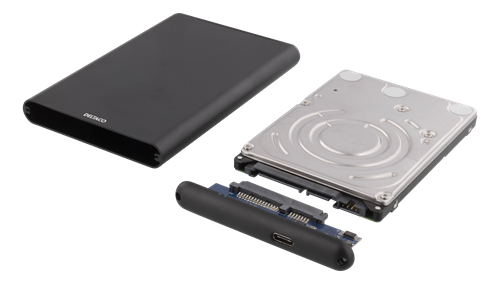 Deltaco Externt HDD/SDD-kabinett, USB-C, USB 3.0, 2.5" SATA