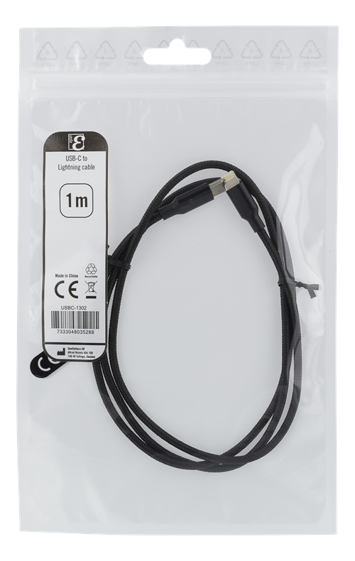 EPZI USB-C till Lightning-kabel, tygklädd, 1m