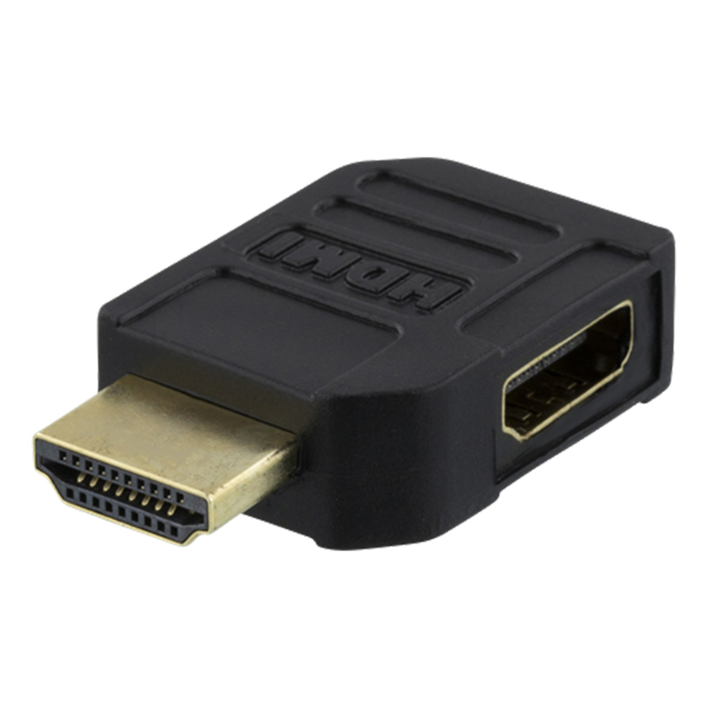 Deltaco HDMI-adapter, 19-pin ha-ho, vinklad vänster, svart